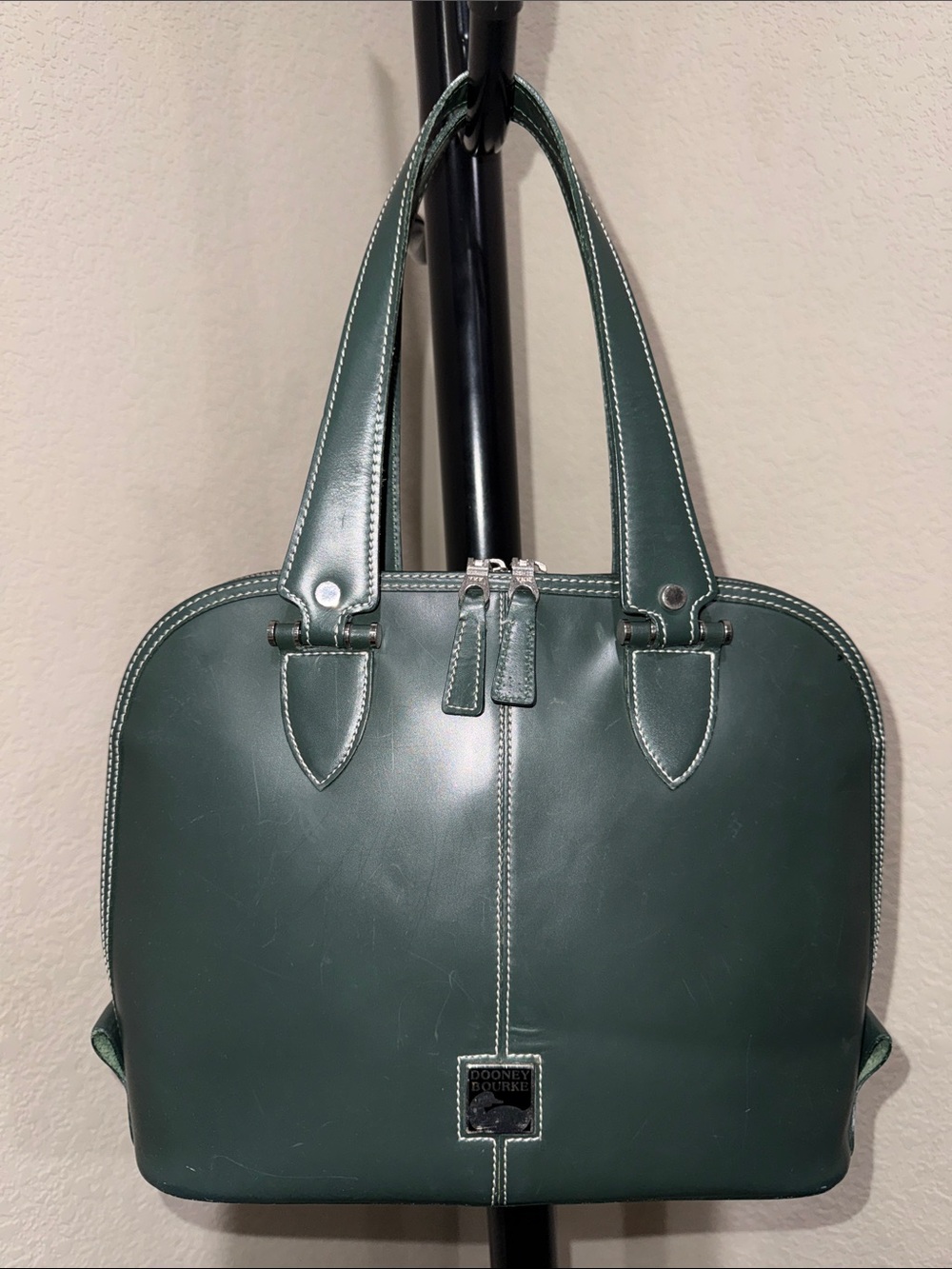 Dooney & Bourke Dark Green Leather Bintage Dome Satchel EUC